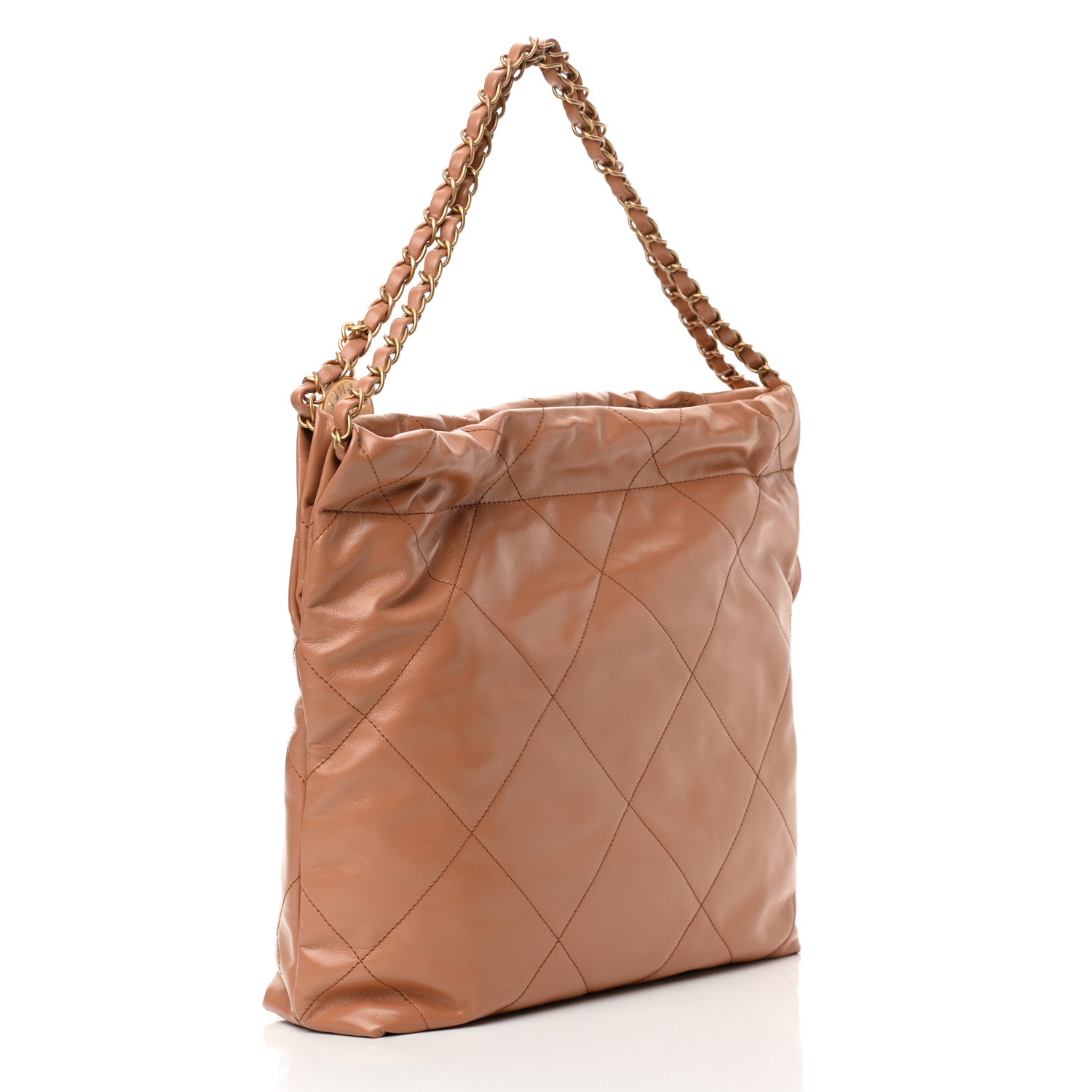 Chanel Shiny Calfskin Quilted Small Chanel 22 Camel 4 of 12