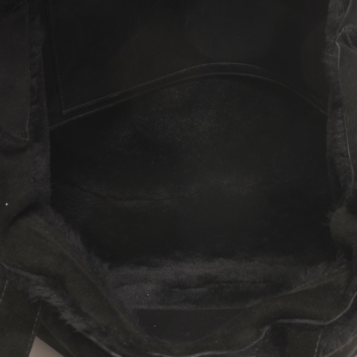 Suede Shearling Fur Handbag Black