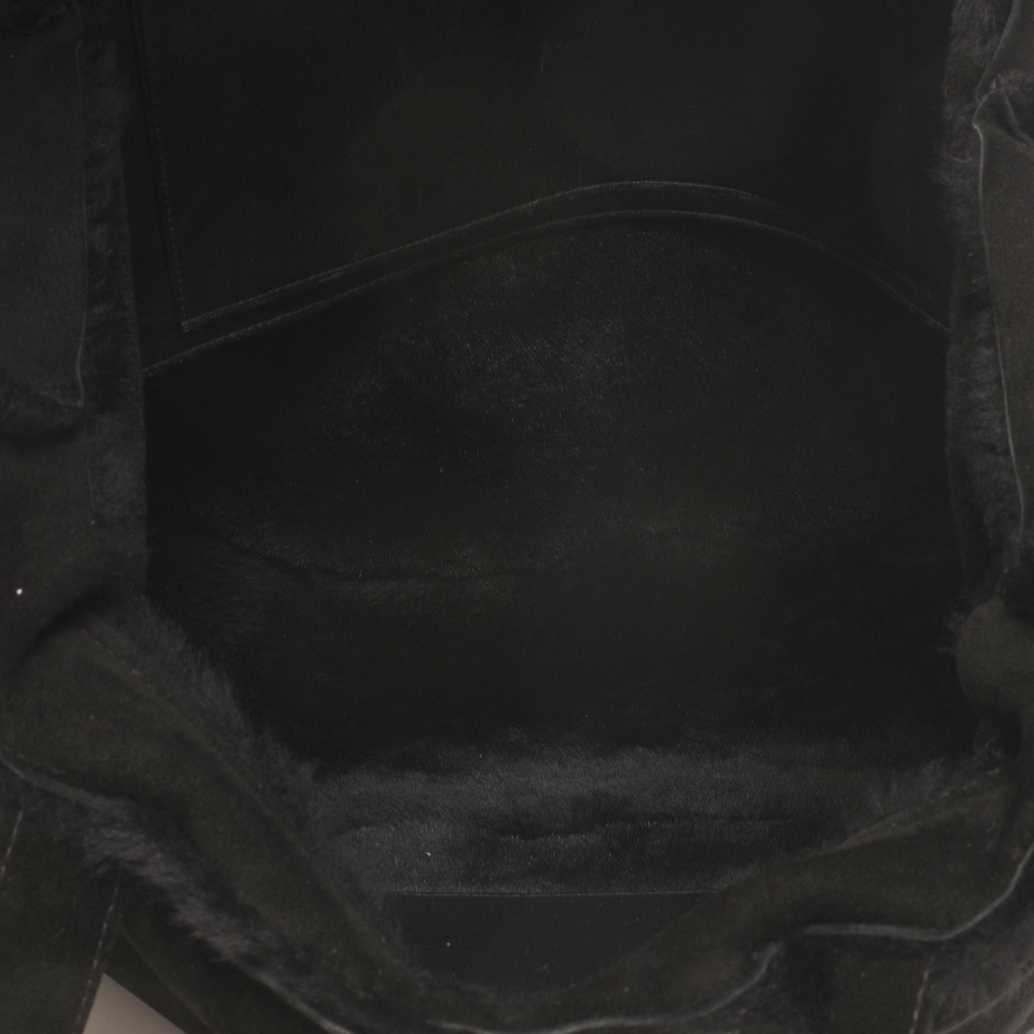 Chanel Suede Shearling Fur Handbag Black 5 of 7