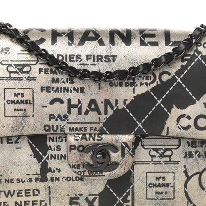 Chanel Lambskin Hand Painted Medium Double Flap Black 8 of 13