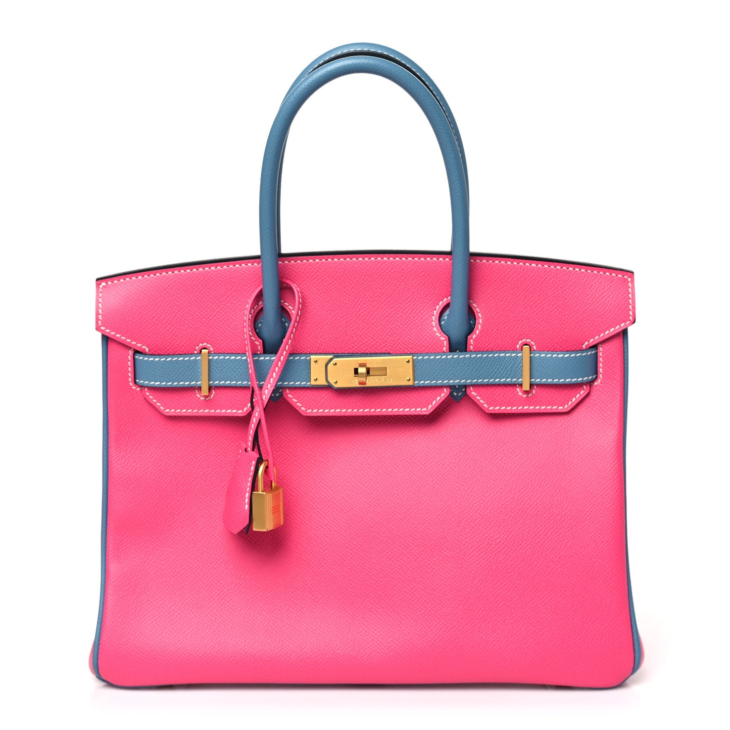 Epsom Horseshoe Birkin 30 Rose Tyrien Blue Jean