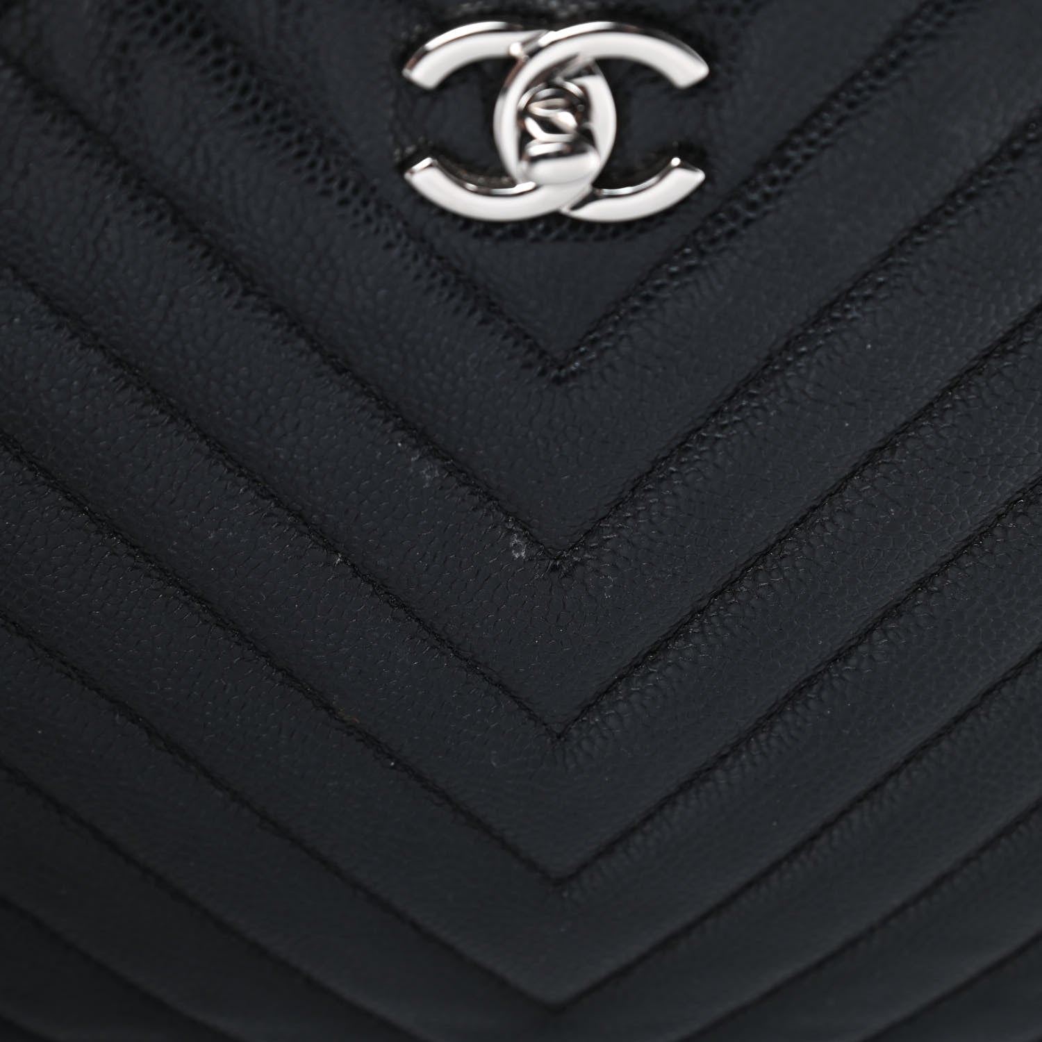 Chanel Caviar Chevron Quilted Large Shopping Tote Black 14 of 14