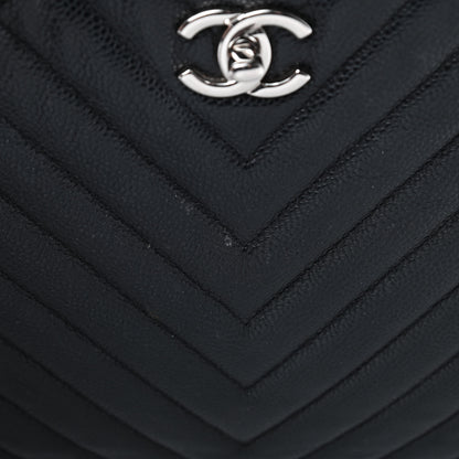 Chanel Caviar Chevron Quilted Large Shopping Tote Black 14 of 14