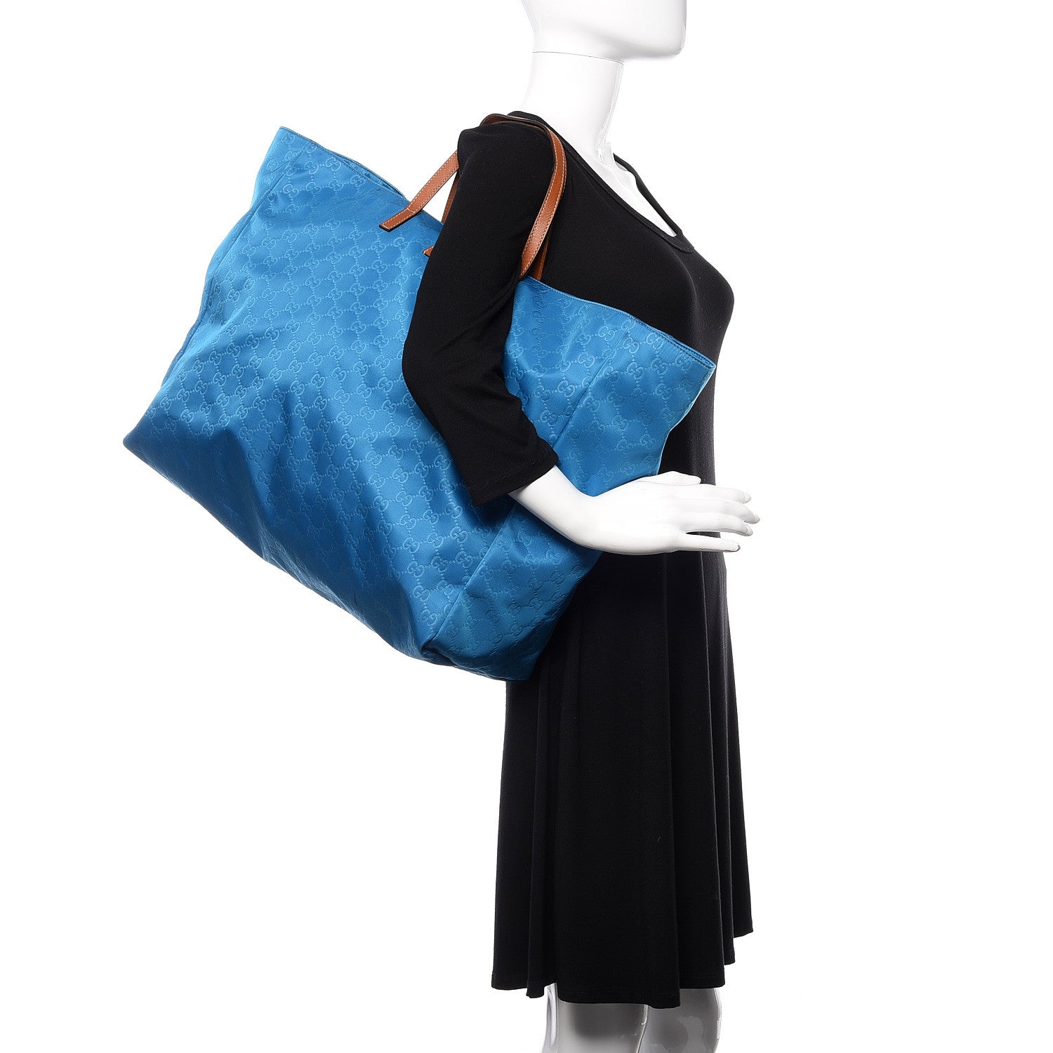 Gucci Nylon Monogram Large Tote Blue 2 of 12