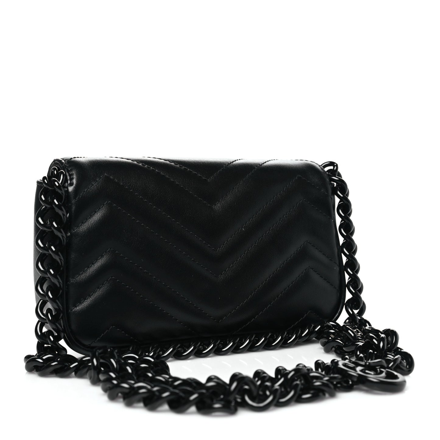 Calfskin Matelasse Monochrome GG Marmont Chain Belt Bag Black