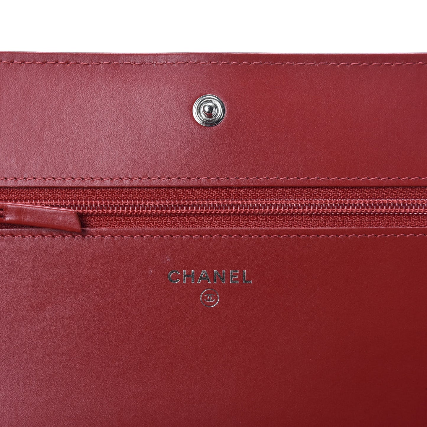 Glazed Calfskin Quilted Coco Boy Wallet On Chain WOC Red