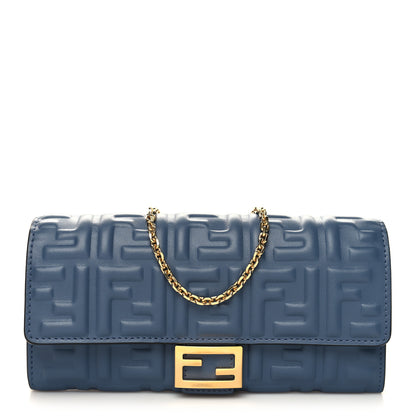 Fendi Nappa Matisse FF Embossed Continental Wallet On Chain Mirto 1 of 11