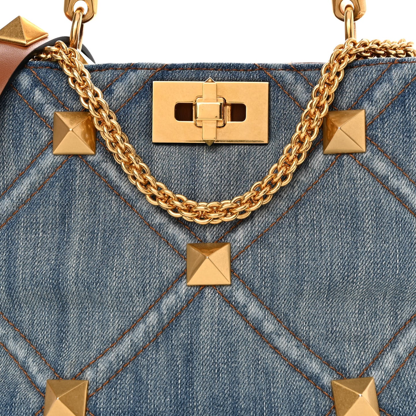 Denim Small Roman Stud The Handle Bag Light Denim Selleria