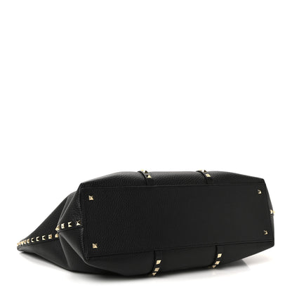 Valentino Garavani Grained Calfskin Rockstud Shopping Bag Black 4 of 9