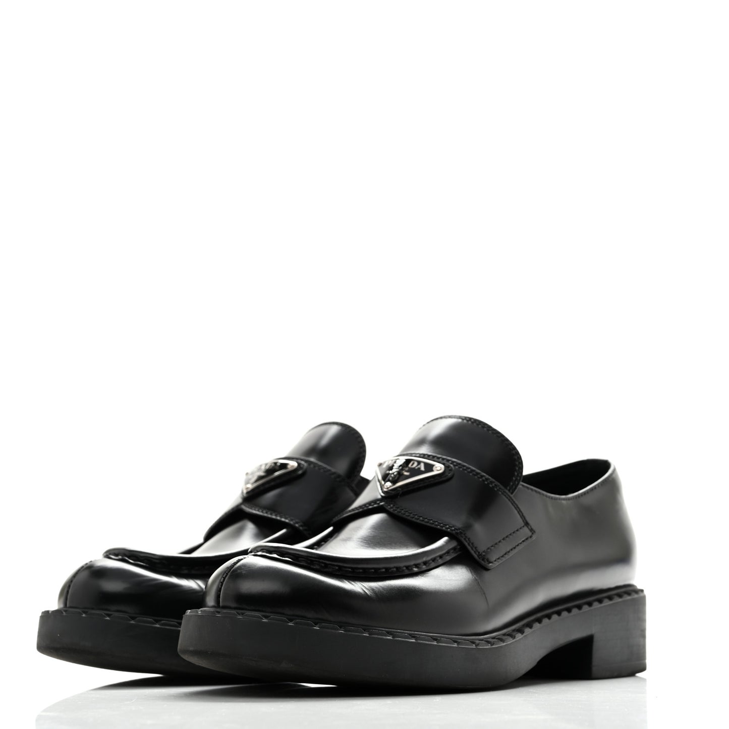 Spazzolato Metal Triangle Logo 50mm Loafers 39 Black