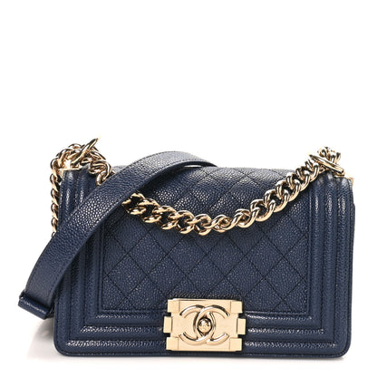 Chanel Caviar Quilted Small Boy Flap Navy 1 of 9