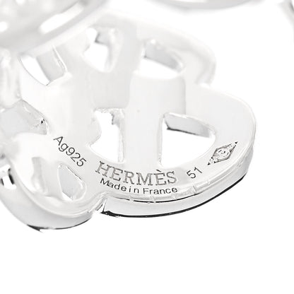 Hermes Sterling Silver GM Chaine d'Ancre Enchainee Band Ring 51 5.75 4 of 6