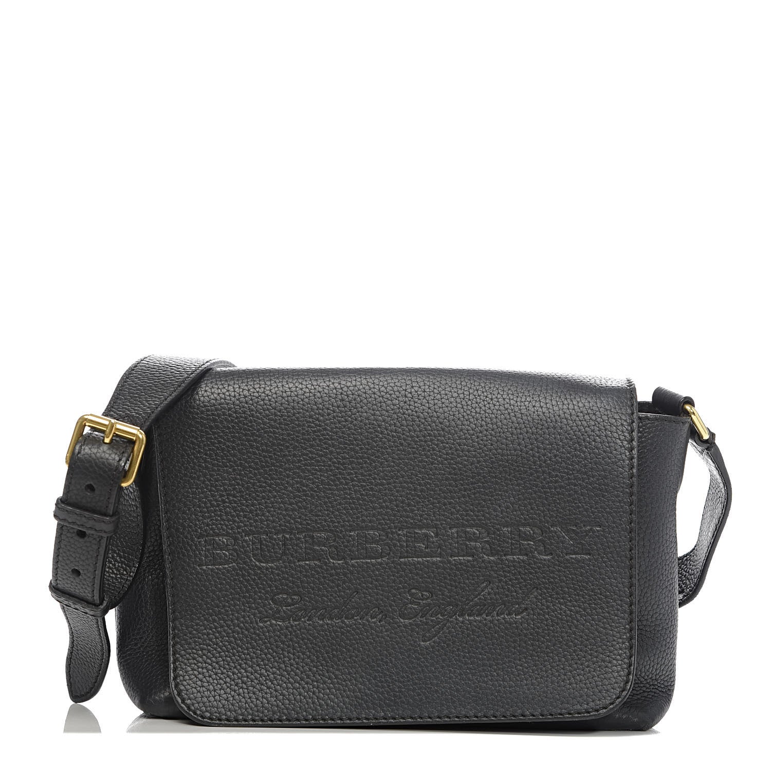 Burberry Grainy Calfskin Embossed Small Messenger Black 1 of 12