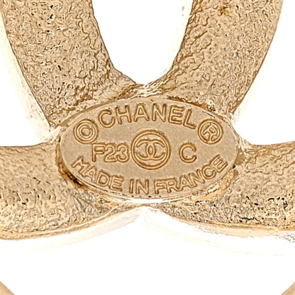Chanel Metal Crystal CC Logo Heart Brooch Gold 3 of 4