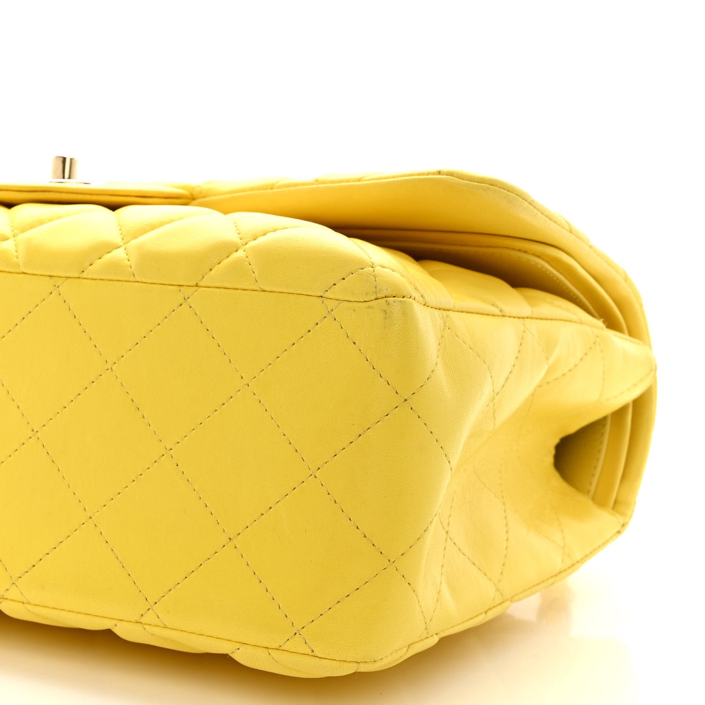 Lambskin Quilted Jumbo Double Flap Yellow