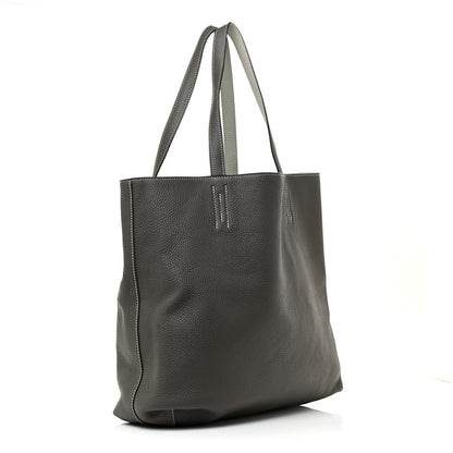 Hermes Taurillon Clemence Double Sens 36 Reversible Tote Gris Perle Etain 2 of 15