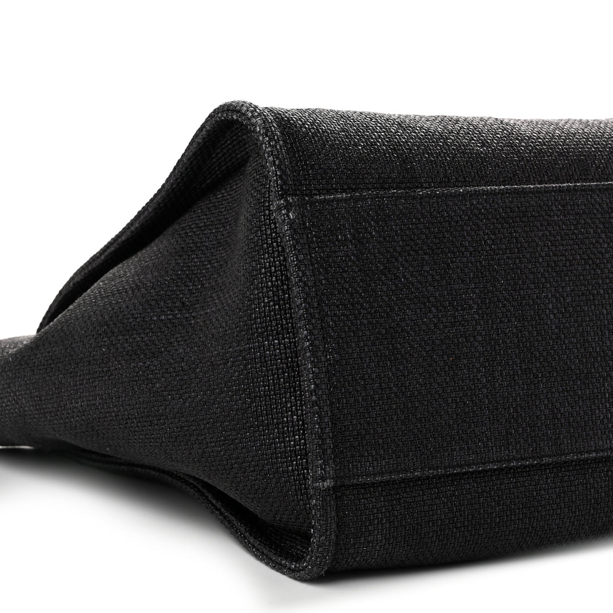 Woven Straw Raffia Large Deauville Tote Black