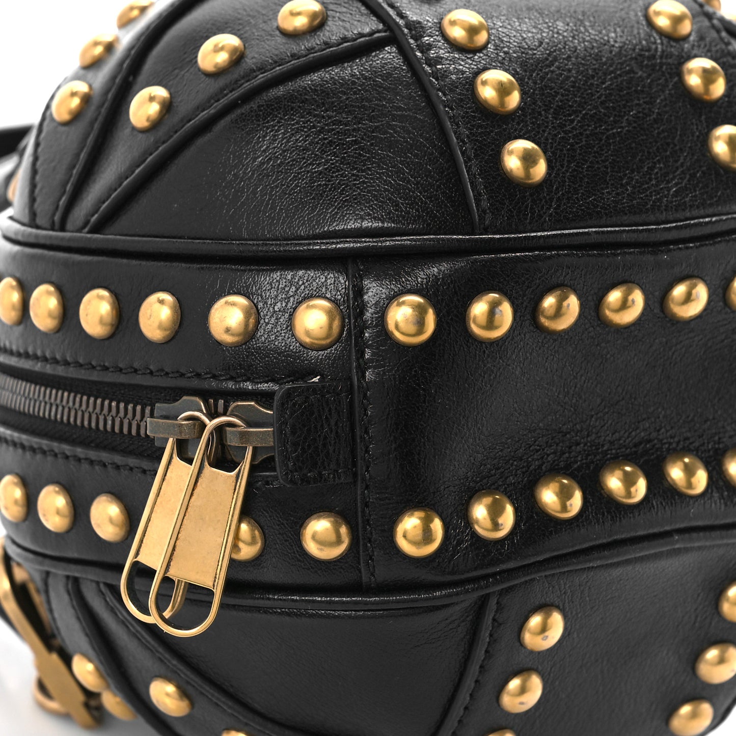 Calfskin Studded Mini Tifosa Baseball Shaped Shoulder Bag Black