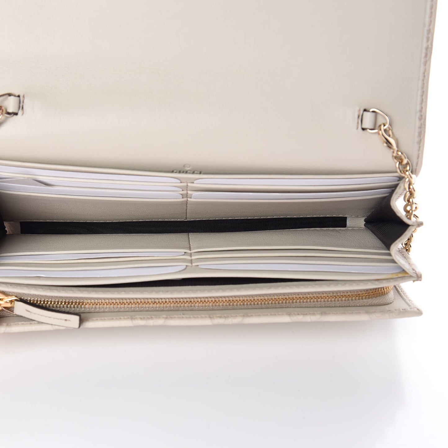 Guccissima Signature Dice Chain Wallet Off White