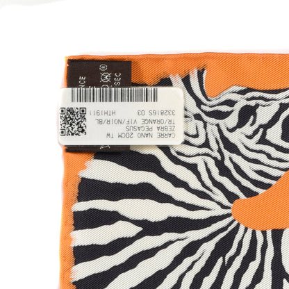Hermes Silk Carre Zebra Pegasus Nano Scarf 20 Orange Vif Black 4 of 5