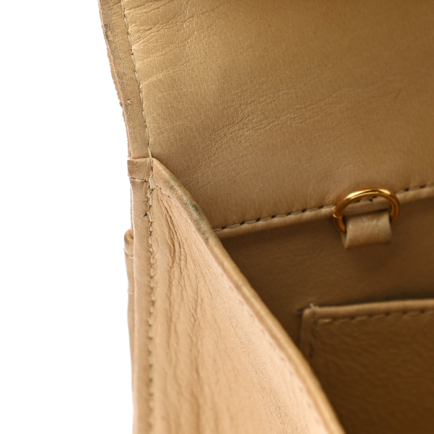 Lambskin Quilted Single Chain Flap Beige