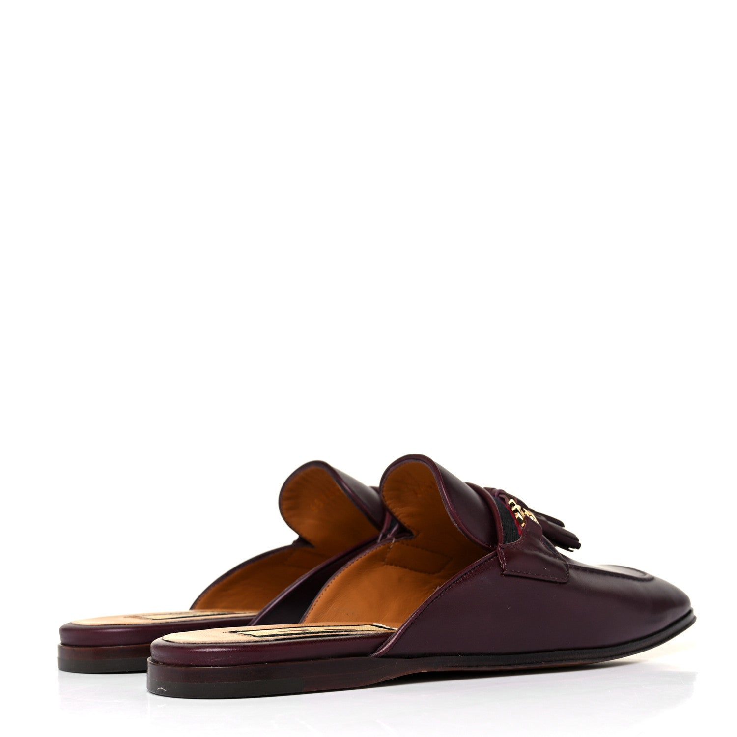 Gucci Web Tassel Women's GG Mules 36 Bordeaux Ruby 4 of 9