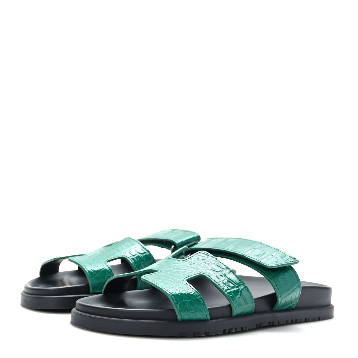 Matte Alligator Womens Chypre Sandals 40 Malachite