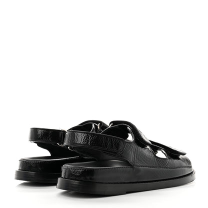 Chanel Patent Calfskin Velcro Dad Sandals 38 Black 4 of 8