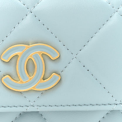 Chanel Lambskin Enamel Quilted Pending CC Flap Belt Bag Light Blue 9 of 11