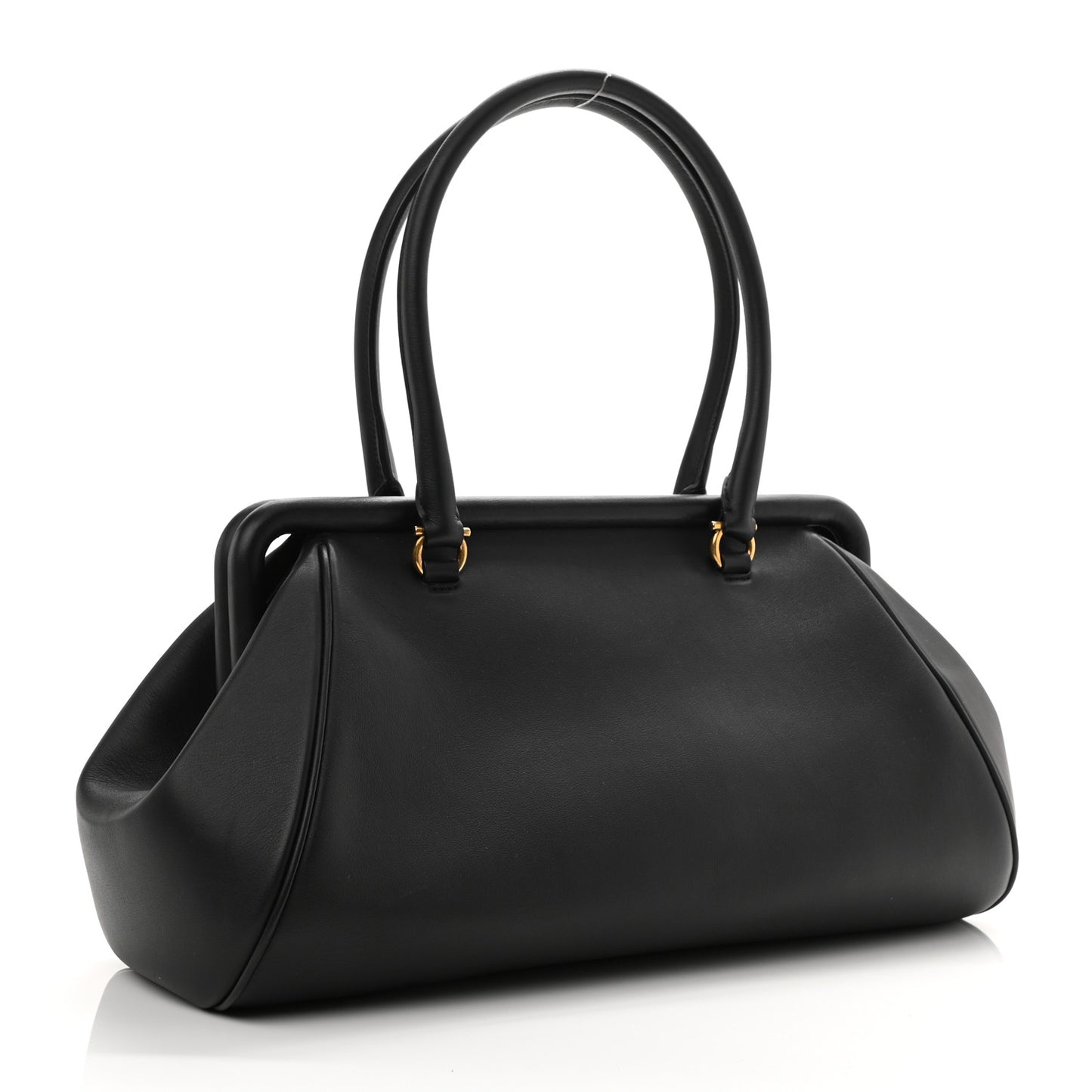 Calfskin Frame Satchel Black
