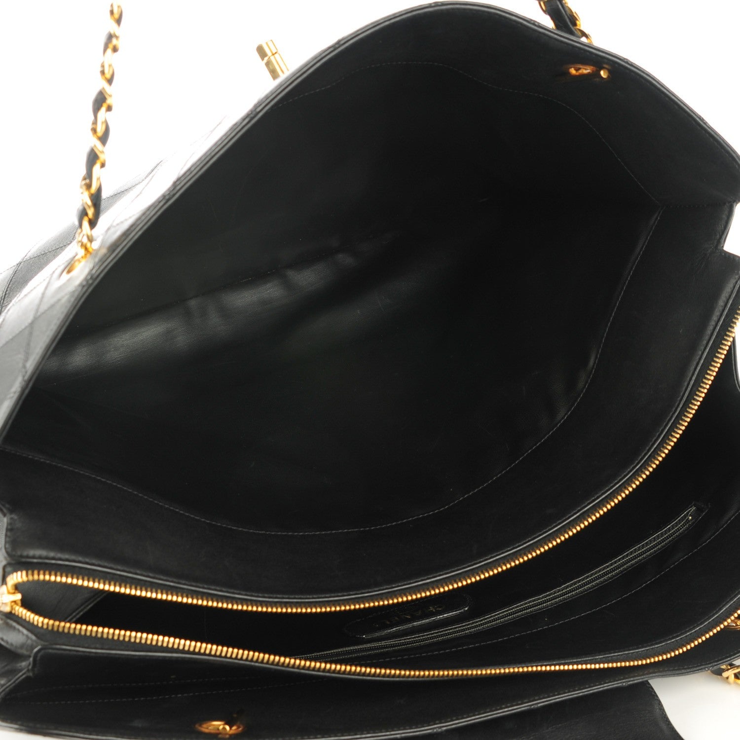 Chanel Calfskin Stitched XL Weekender Black 6 of 8
