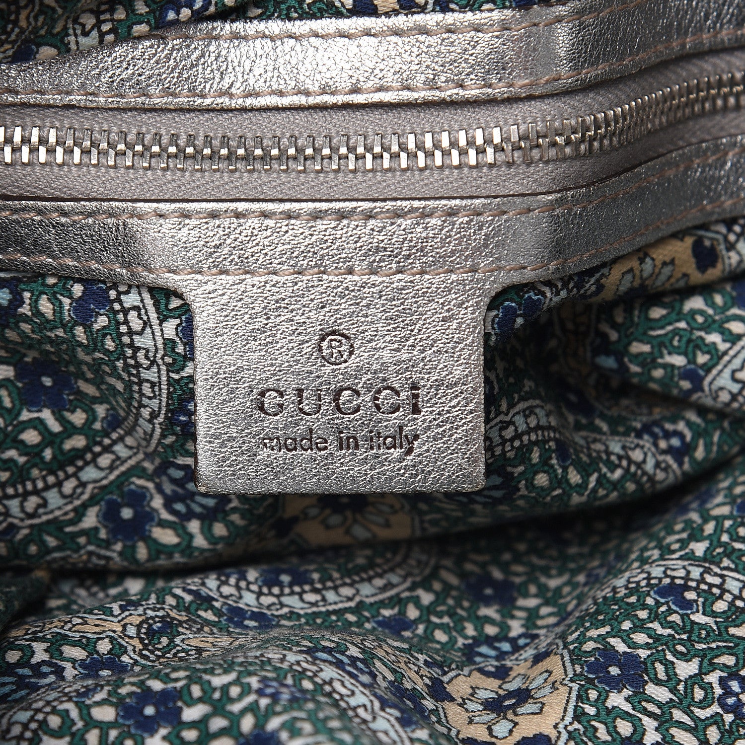 Gucci Metallic Calfskin Medium Indy Top Handle Hobo Silver 6 of 17