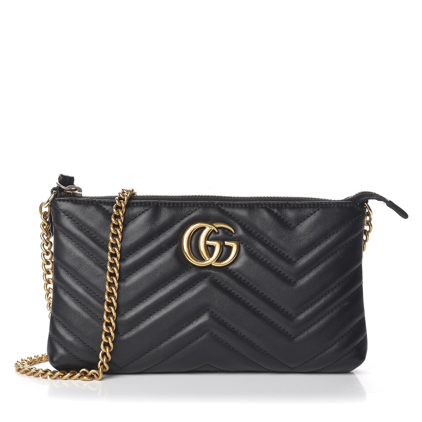 Calfskin Matelasse Mini GG Marmont Chain Bag Black