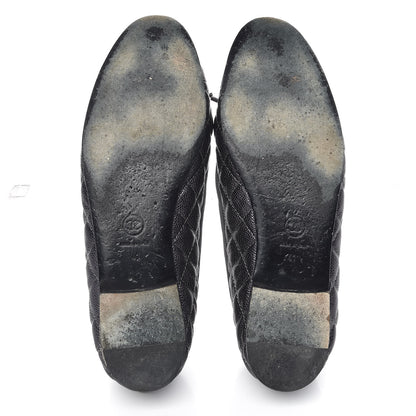 Chanel Metallic Caviar Quilted Cap Toe Ballerina Flats 41 Anthracite 14 of 19