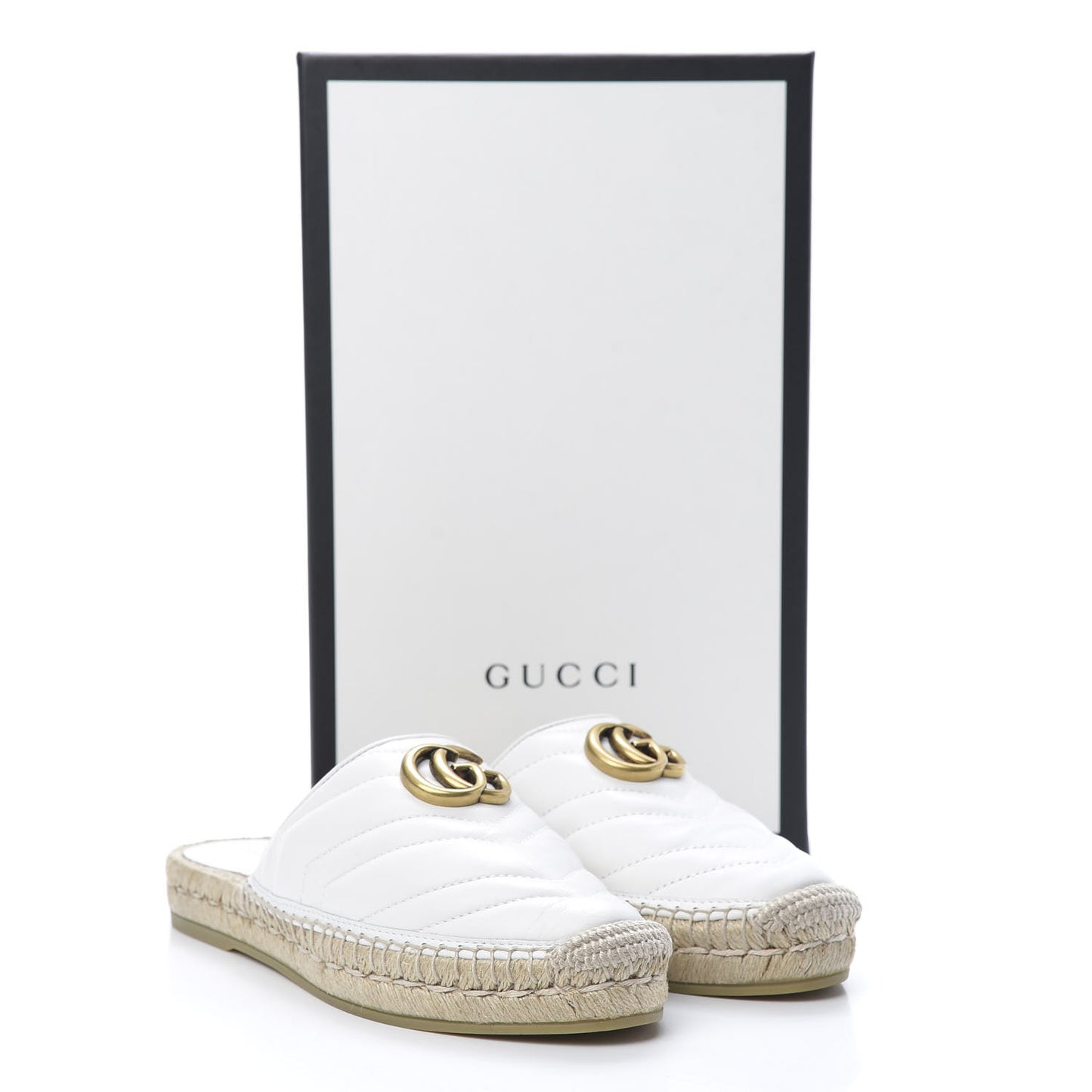 Nappa Matelasse GG Marmont Espadrille Slippers 36.5 Great White