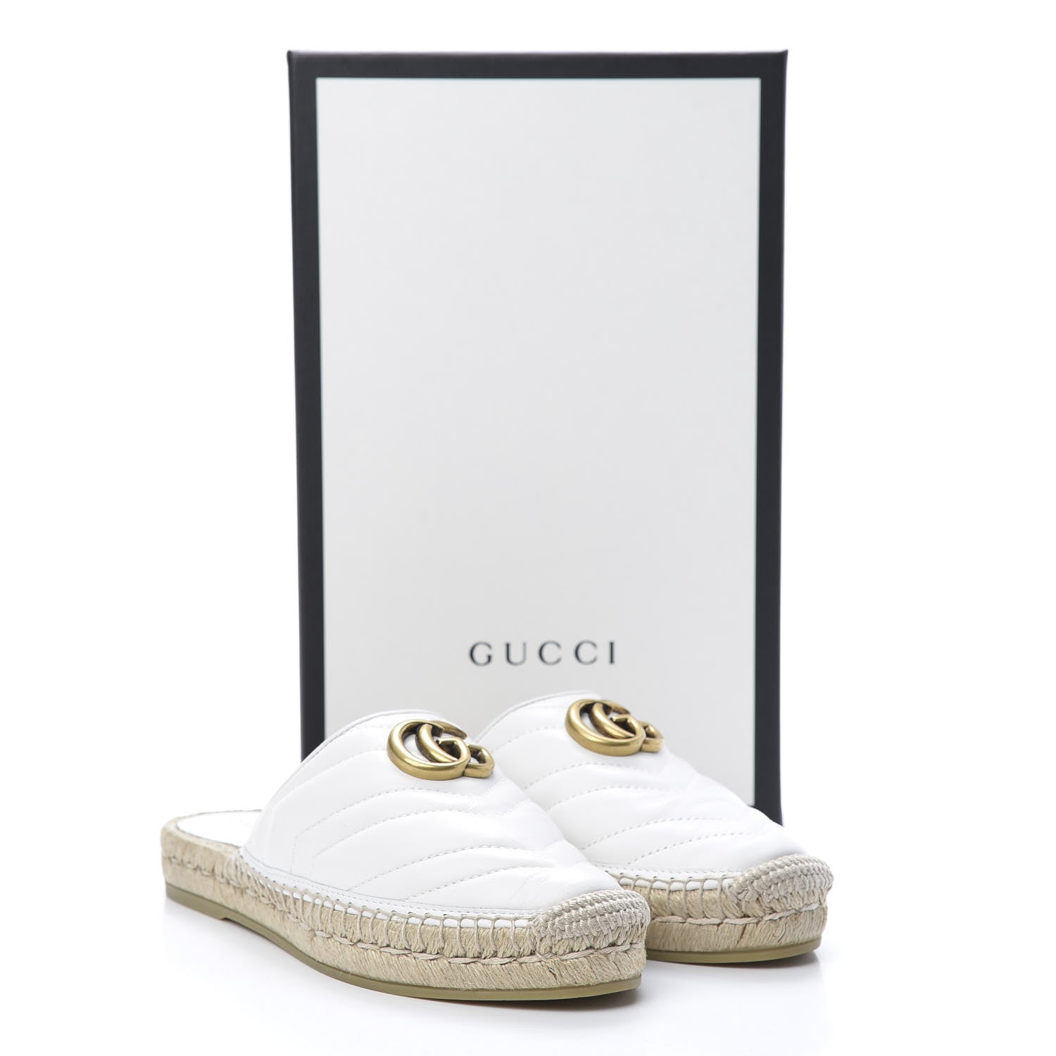 Gucci Nappa Matelasse GG Marmont Espadrille Slippers 36.5 Great White 8 of 8