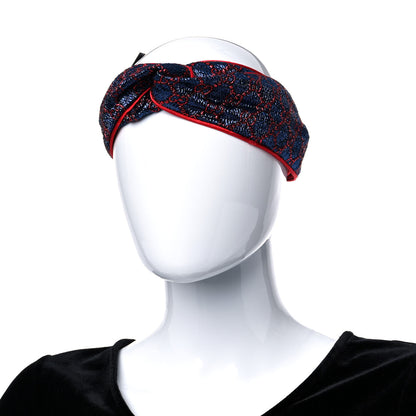 Gucci Metallic Lurex Silk GG Supreme Headband Blue Red 2 of 7