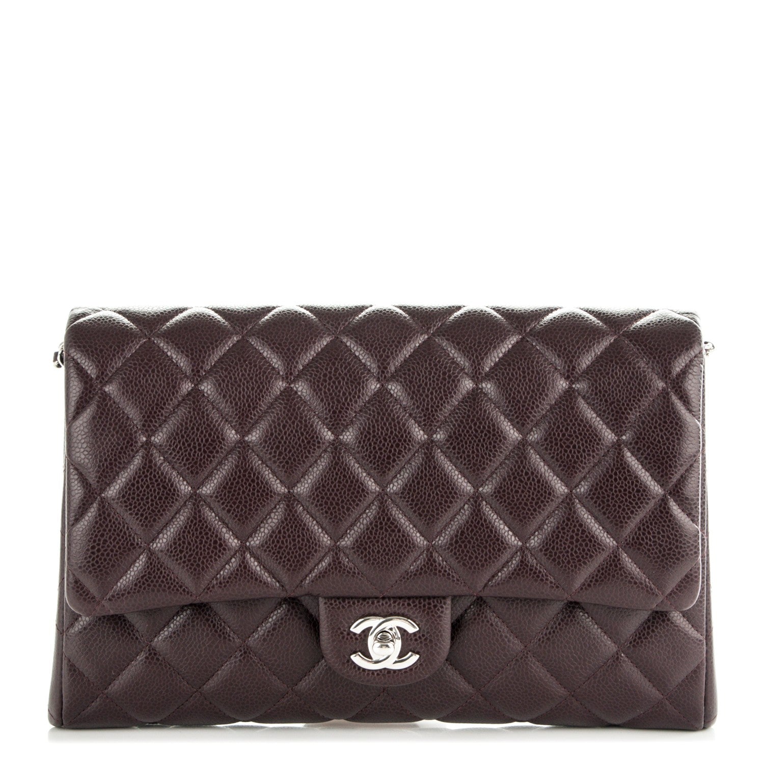 Chanel Caviar Quilted Clutch With Chain Flap Burgundy 1 of 7
