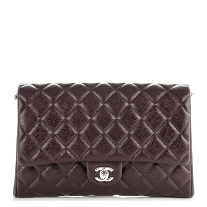 Chanel Caviar Quilted Clutch With Chain Flap Burgundy 1 of 7