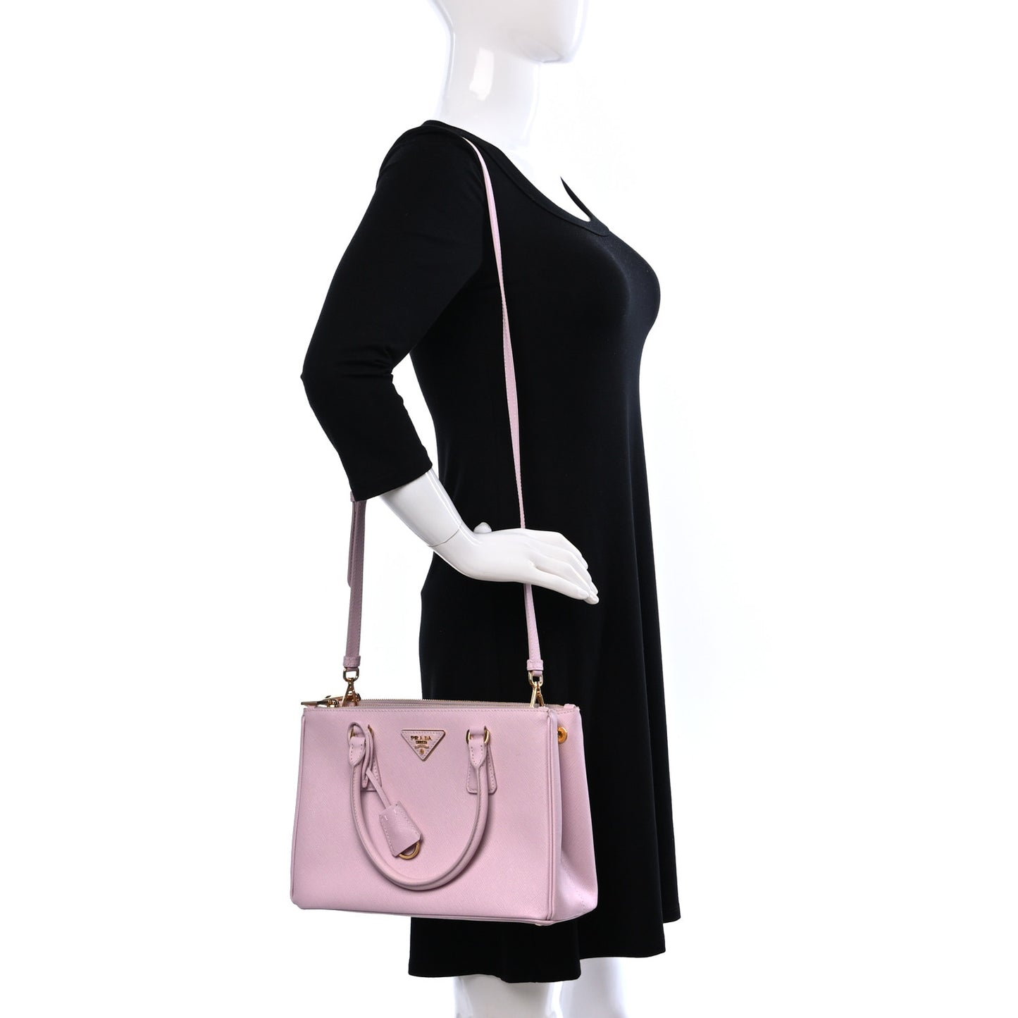 Saffiano Small Galleria Double Zip Tote Alabastro
