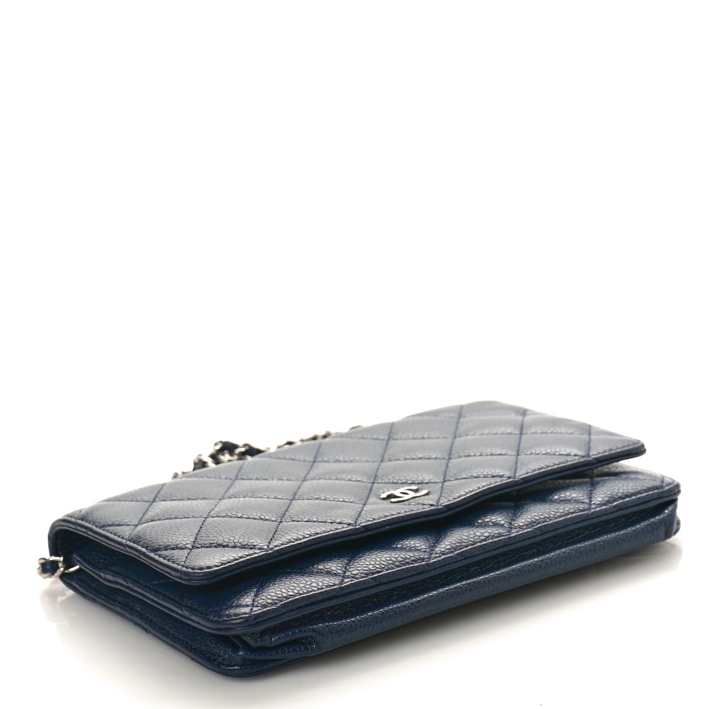 Caviar Quilted Wallet on Chain WOC Navy