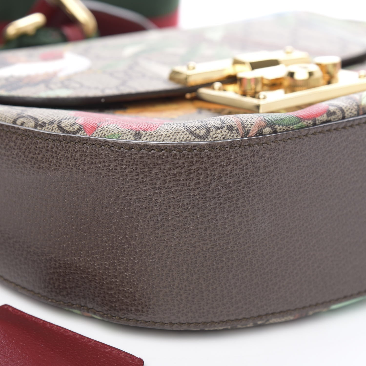 Gucci GG Supreme Monogram Tian Web Medium Padlock Messenger Shoulder Bag Beige Multicolor New Acero 8 of 11