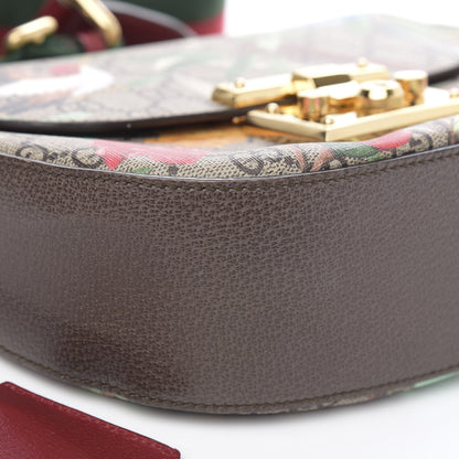 Gucci GG Supreme Monogram Tian Web Medium Padlock Messenger Shoulder Bag Beige Multicolor New Acero 8 of 11