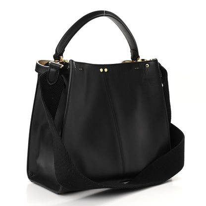 Fendi Vitello Seta Glazed Fabric FF 1974 Medium Peekaboo X-Lite Black Mogano Panna 3 of 9
