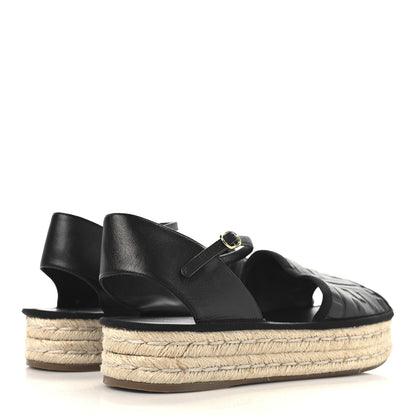 Fendi Nappa FF Embossed Espadrille Platform Sandals Black 5 of 8