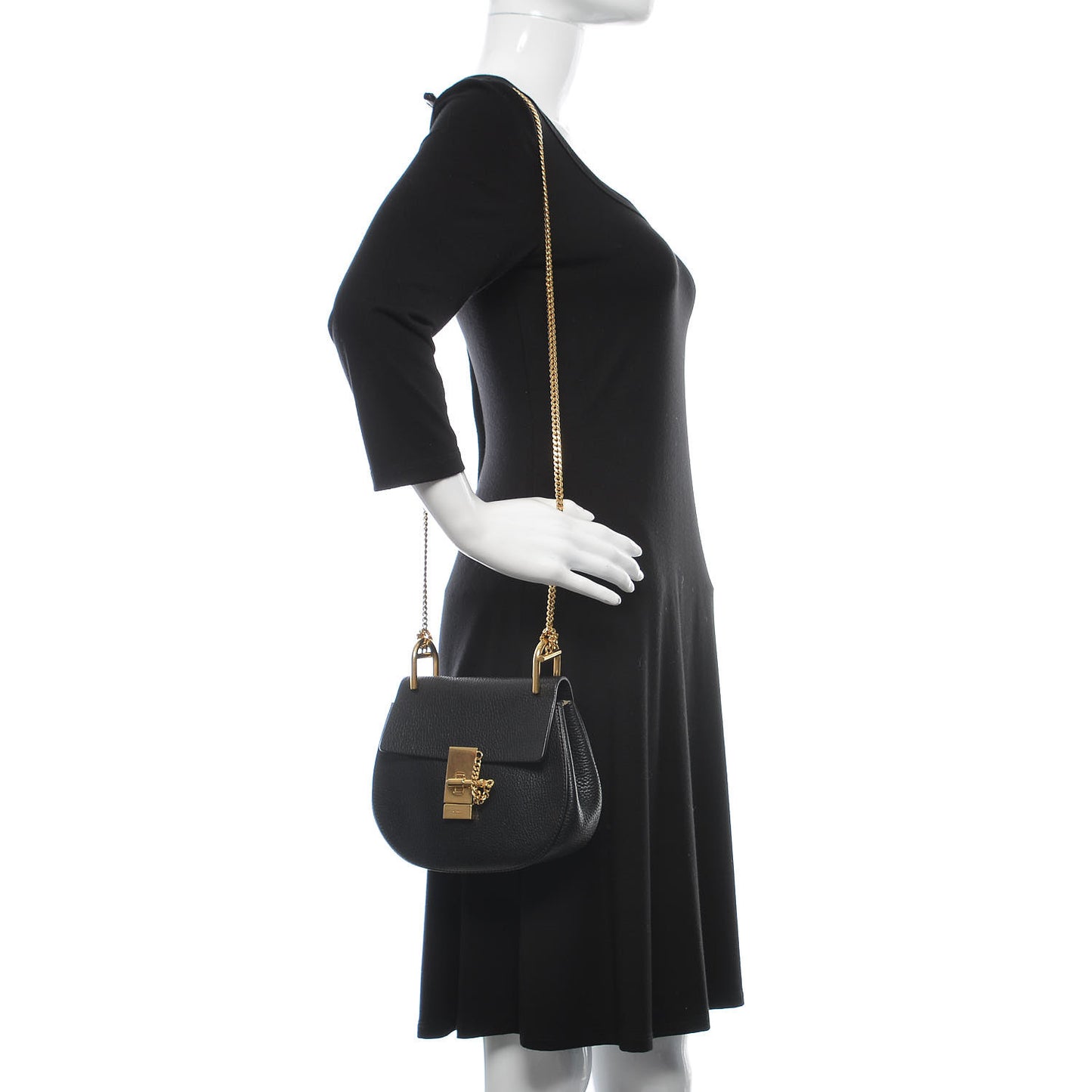 Grained Lambskin Mini Drew Shoulder Bag Black
