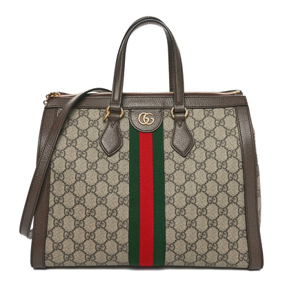 Gucci GG Supreme Monogram Web Medium Ophidia Tote Bag Brown 1 of 10