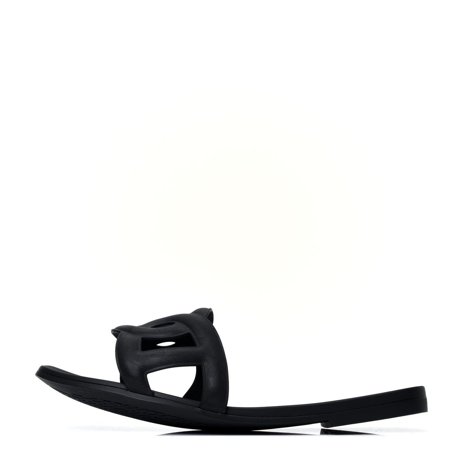 Hermes Rubber Aloha Sandals 38 Black 1 of 9