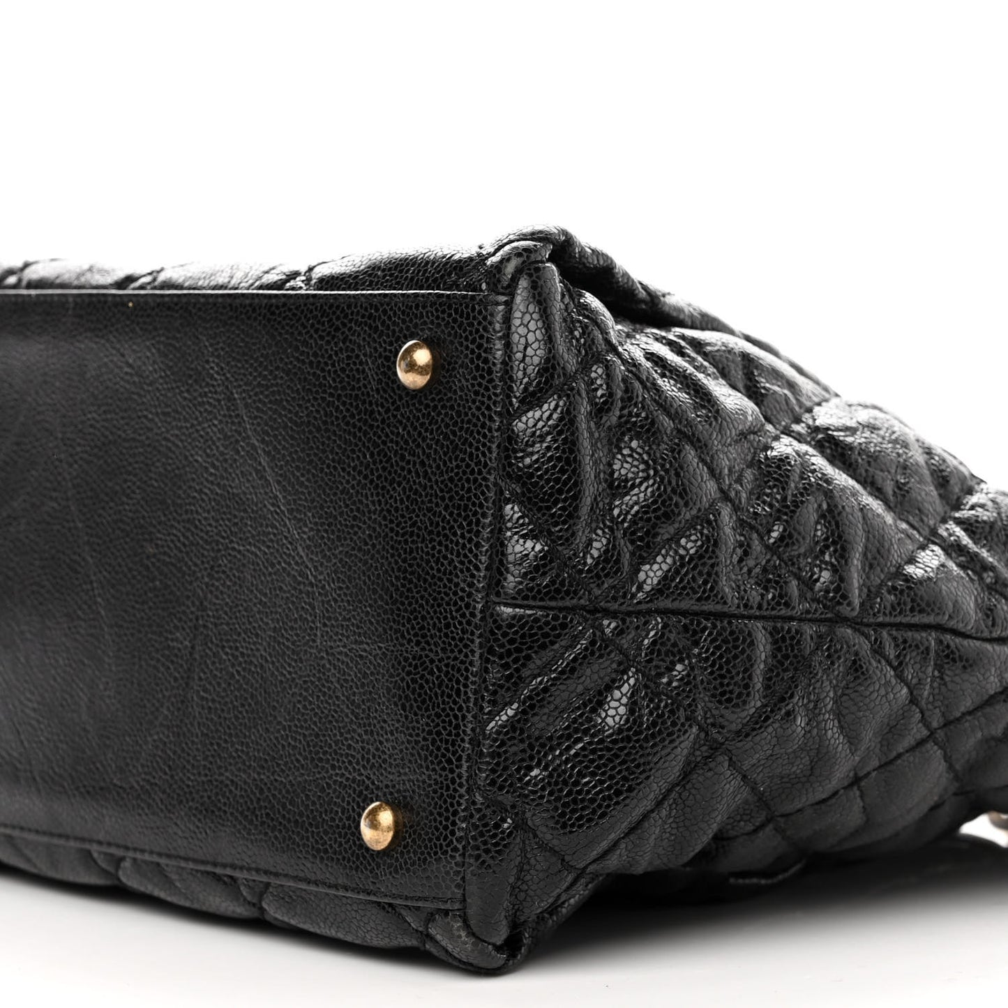 Glazed Caviar Coco Pleats Tote Black