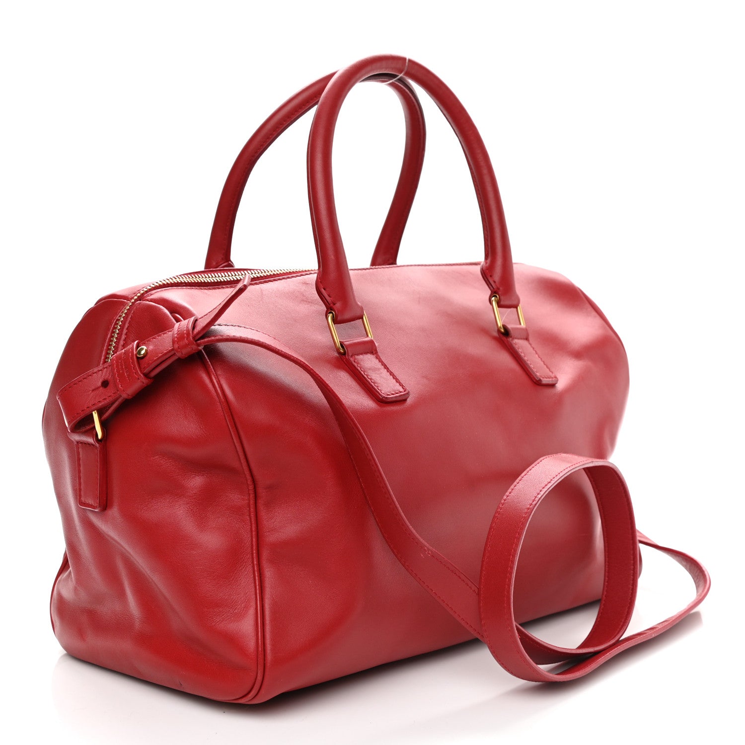 Saint Laurent Calfskin Classic Duffle 6 Red 3 of 15